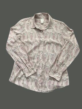 J. Crew “The Perfect Shirt” Cream Paisley Cotton/Silk Blend Button-Blouse Size 8